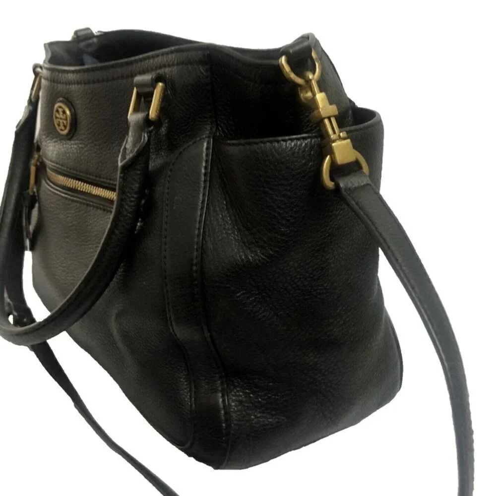 Tory Burch handbag Black Leather Purse Shoulderbag Tote Satchel